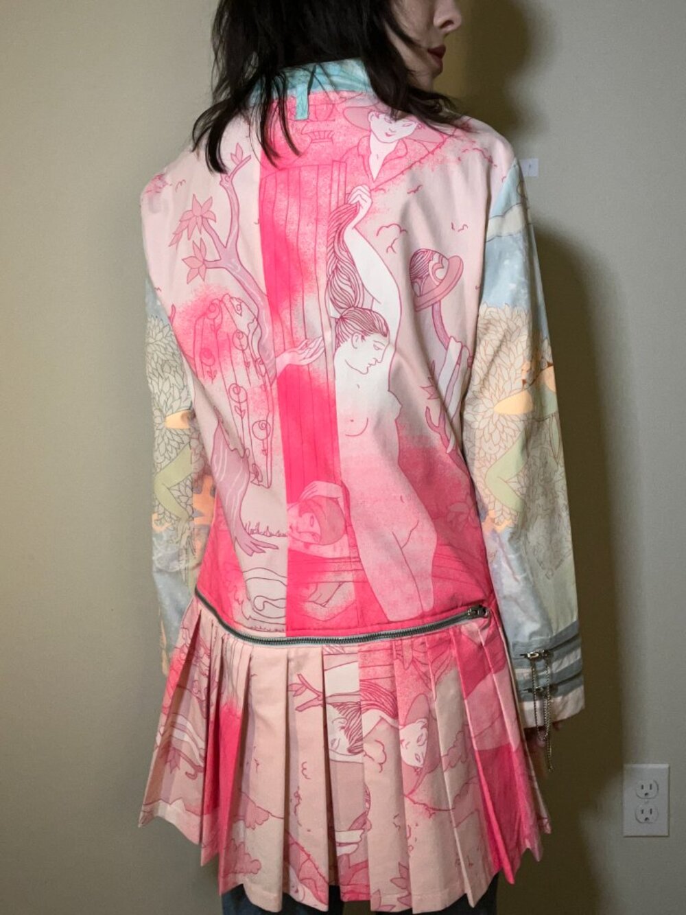 Amazing RARE sample sale zip spring moto jacket pastel rainbow - Picture 2 of 8